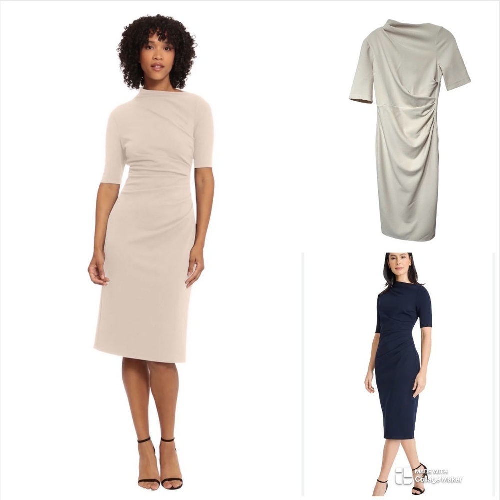 Maggy London mock neck ruched dress